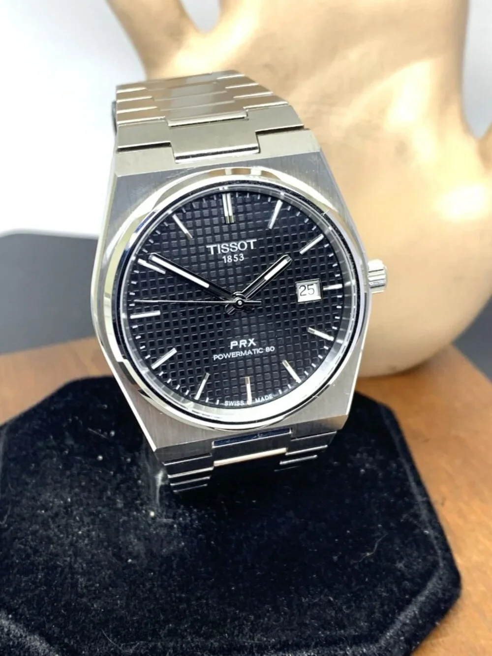 Tissot PRX Men's Watch Swiss Automatic Black Dial Silver Steel T1374071105100